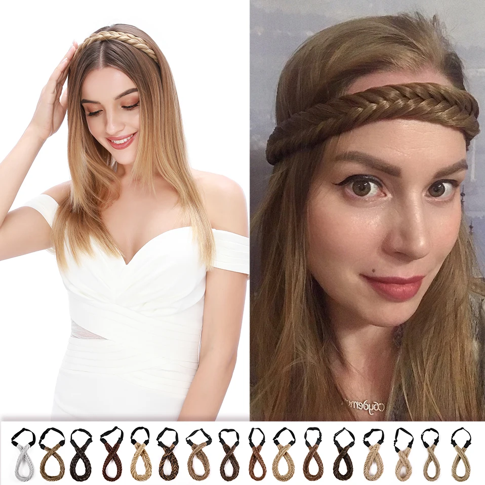 KEKO Fish Bone Headband WIth Adjustable Belt Girl Women Elastic Hair Accessories Braided Hair Headband Wedding Party Daily Use