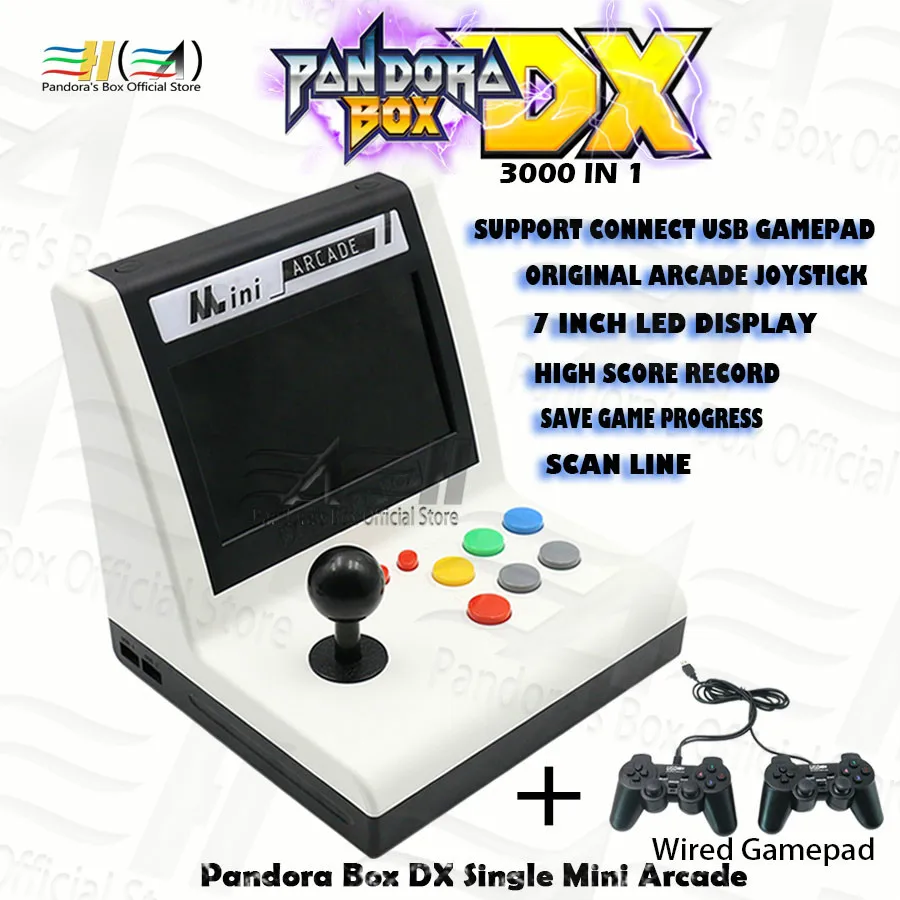 Pandora Box DX ретро мини Аркада 7 дюймов светодиодный дисплей одиночный бартоп 3000 в 1