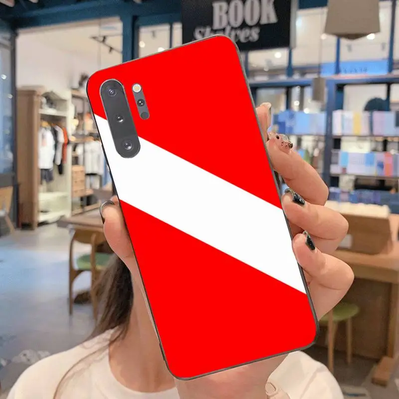 Чехол для телефона Diver Down Scuba Flag черный мягкий чехол Samsung Note 7 8 9 10 pro Galaxy J7 J8 J6 Plus 2018