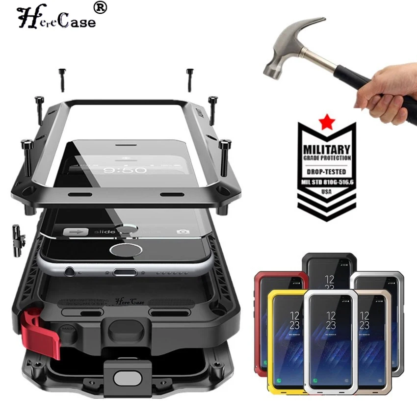 

Luxury Armor Metal Heavy Duty Protection Case for Samsung Galaxy S22 S21 S7 Note 20 10 9 8 Edge S8 S9 S10 Plus Shockproof Cover