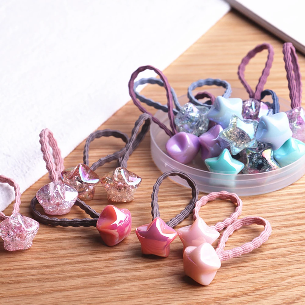 

20pcs/box Cute Children Elastic Hair Bands Color Ball Headwear Kids Girls Acrylic Princess Hair Ropes Hair Accessories