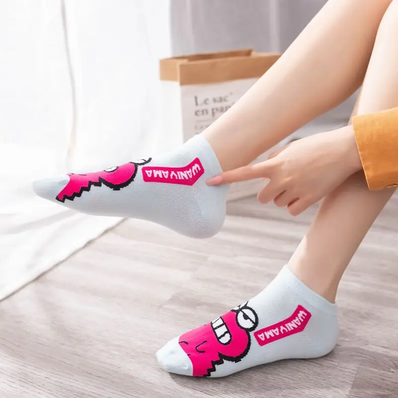 

Short Socks Women Summer Cute Japanese Cartoon Thin Style Trend Couple No show Kawaii Sports Personality Funny Ankle Socks Men