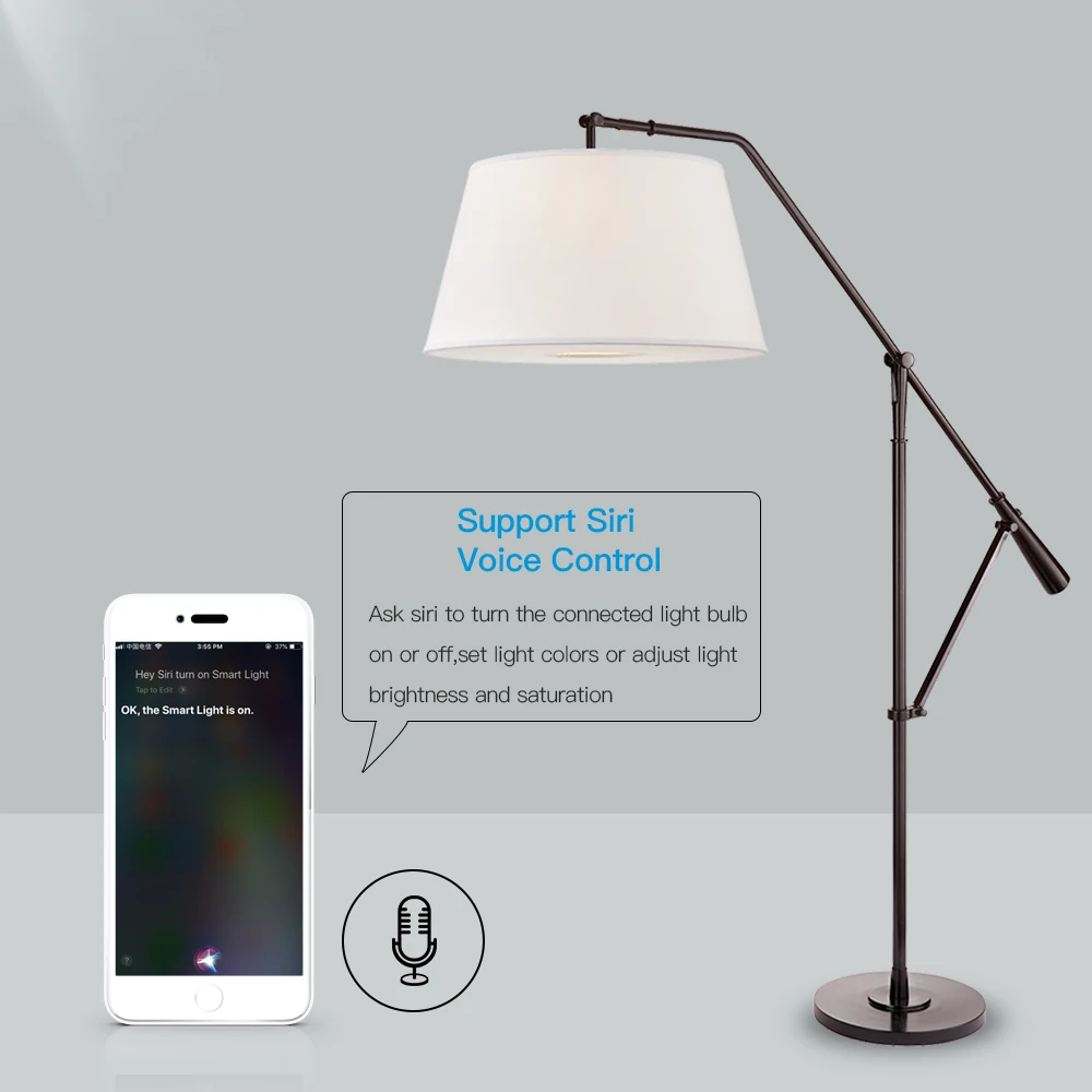 Умная светодиодсветильник лампа DoHome E27 приглушаемая 8 Вт с Wi Fi голосовым