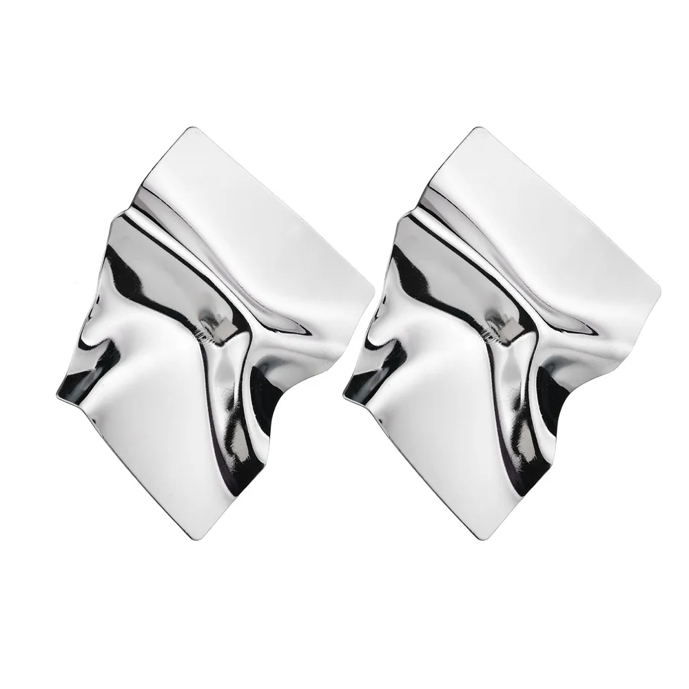 Необычные Квадратные геометрические серьги-гвоздики сморщенные бумажные