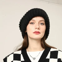 fashion 2021 new winter hat for women knitted beanies thick warm vogue ladies wool hat femal skullies s2712