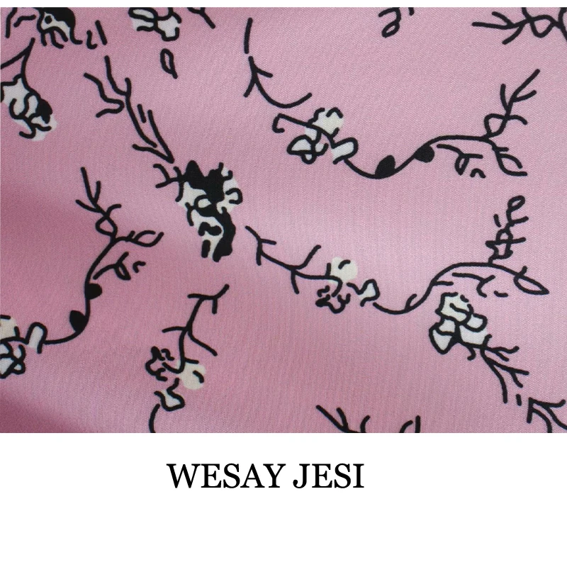 

WESAY JESI Women's Dress Floral Printed Purple Slim High Waist V-neck Sweet Cascading Ruffles A-line Female Fashion Short Dress