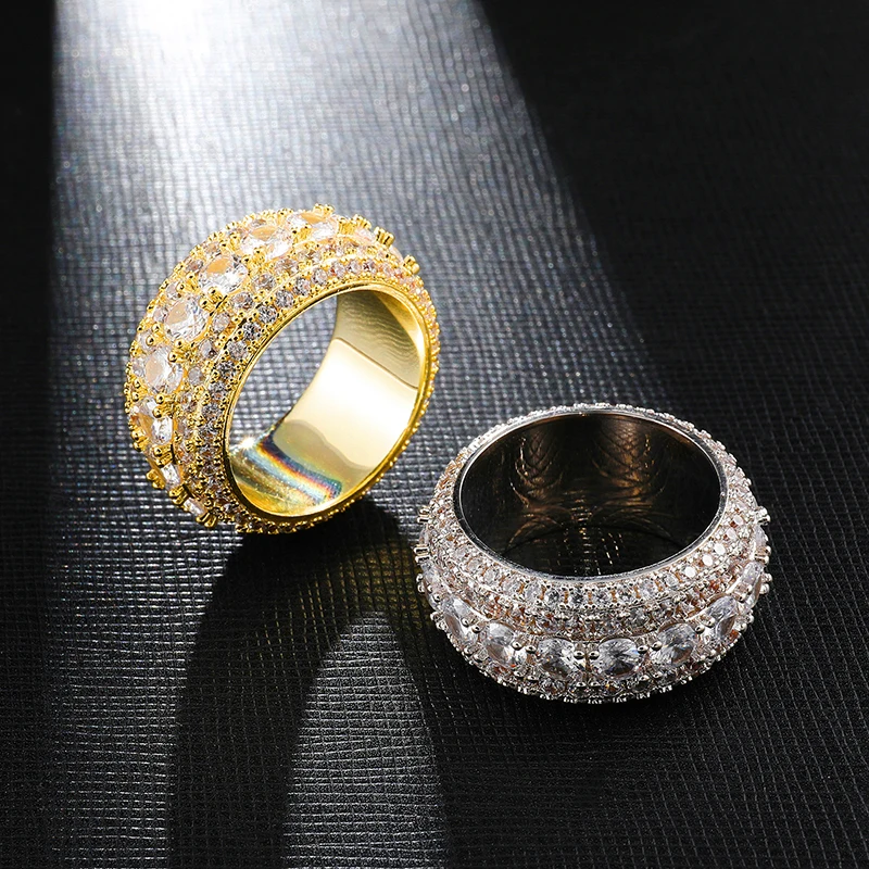 US7 мужские хип хоп круглые кольца Iced Out Bling Pave Установка Циркон модное