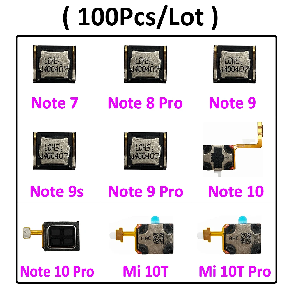 100 шт./лот, наушники, динамик, звуковой приемник, гибкий кабель для Xiaomi Mi 10T Redmi Note 7 8 9 Pro 9S Note 10 Pro