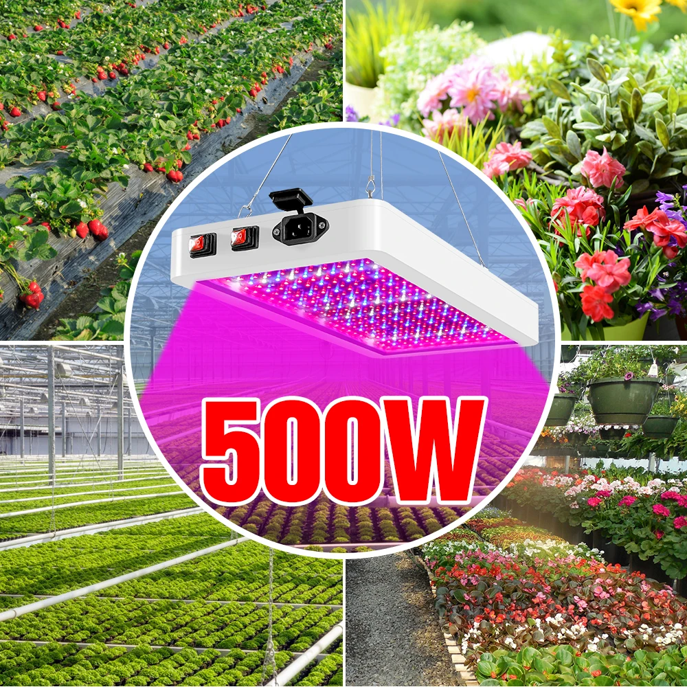 

220V LED Plant Grow Light 110V Phyto Lamp 300W Fito Lamp 500W Greenhouse Hydroponic Bulb Flower Growth Panel Light US EU UK Plug
