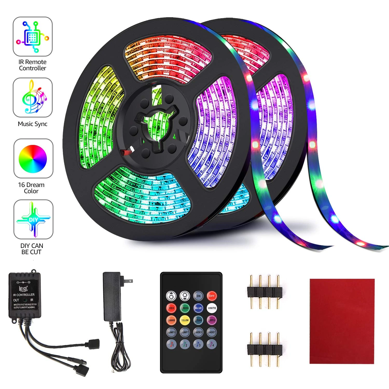 Binval RGB светодиодный 10 м Светодиодные полосы света музыкальной синхронизации Цвет Изменение 20/24/44-клавишным ИК-пульт дистанционного управления для дома вечерние для дома и улицы