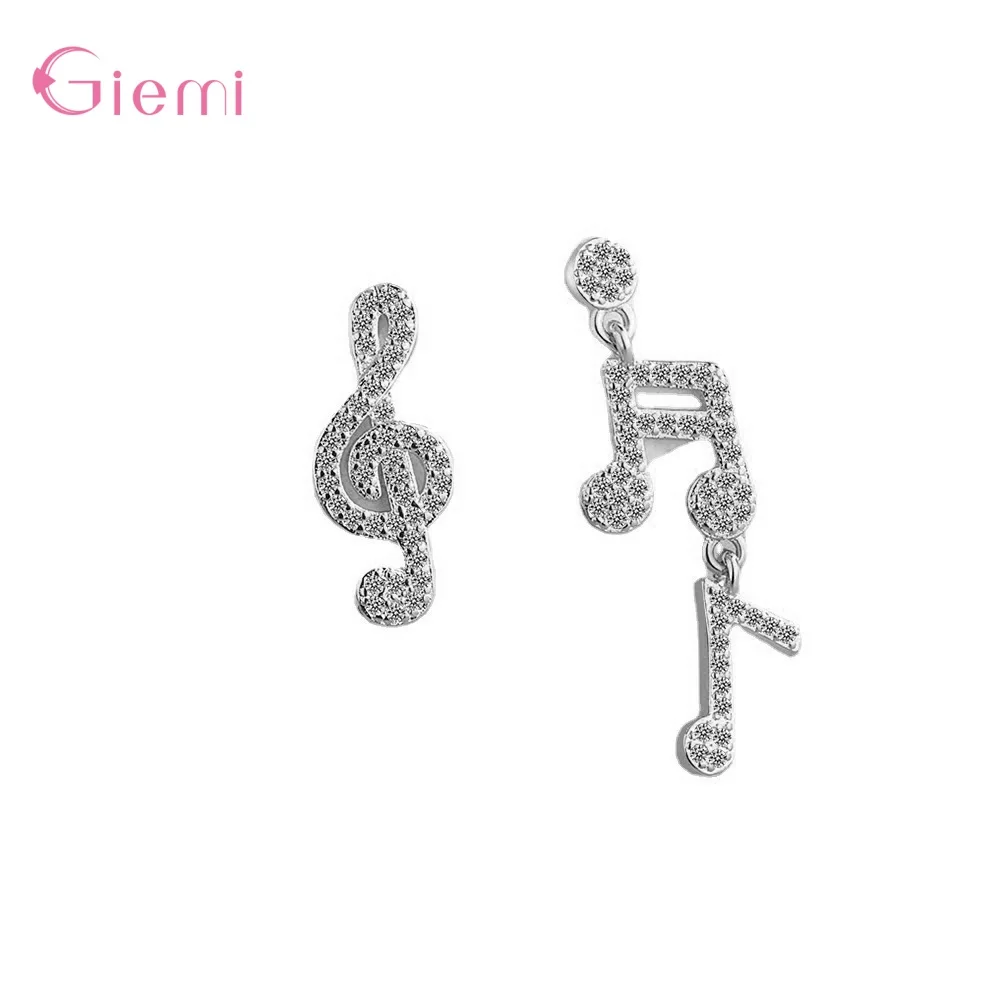 

Simple Delicate 925 Sterling Silver Musical Notation Stud Earrings For Women Girl Fashion Cubic Zircon Female Earrings Jewelry