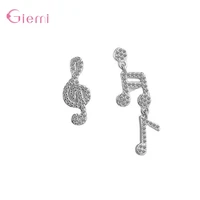 simple delicate 925 sterling silver musical notation stud earrings for women girl fashion cubic zircon female earrings jewelry