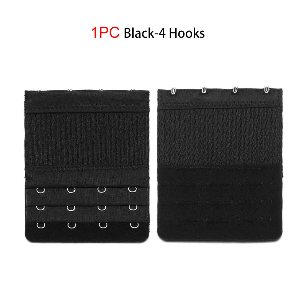 1PC black-4 Hooks 1 шт. удлинитель для бюстгальтера для женщин Дамский бюстгальтер на ремешке с пряжкой Регулируемый бюстгальтер расширение 2,3, 4 крючка нижнее белье бюстгальтер аксессуары - Цвет: 1PC black-4 Hooks