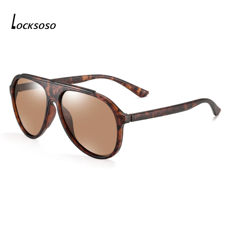 

LOCKSOSO Sunglasses Men Vintage Polarized Brand Design Fashion Uv400 High Quality Driving Pilot Sun Glasses Shades For Men Blue