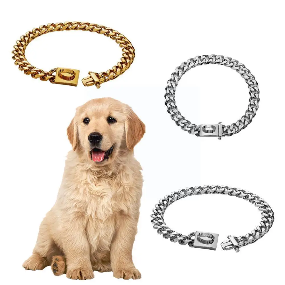 

Yellow White Pet Chain Dog Collar Leash 14mm Steel Necklace Pet Walking Collar For Outdoor Dog Prodcut Strap For Large N4Z8