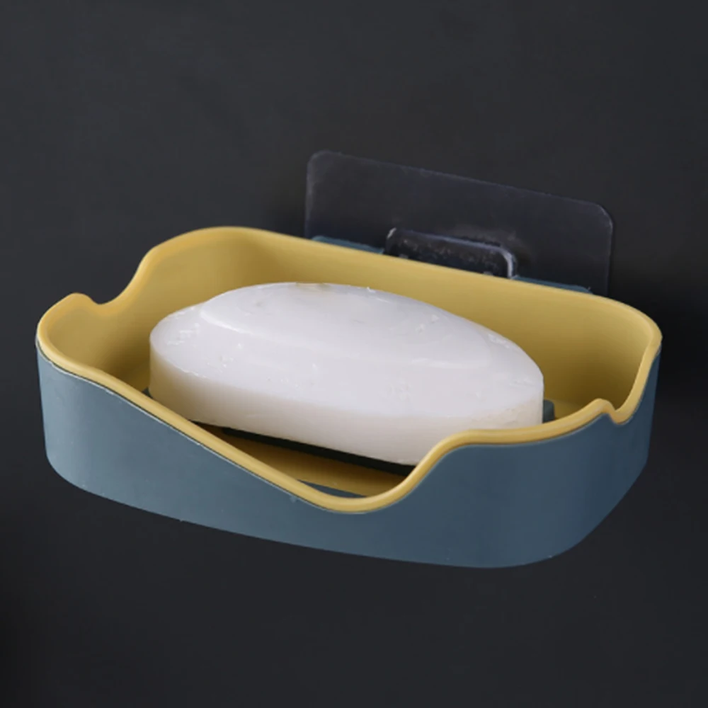 

Soap Rack No Drilling Wall Mounted Double Layer Soap Holder Soap Sponge Dish Bathroom Accessories Soap Dishes Self Adhesive