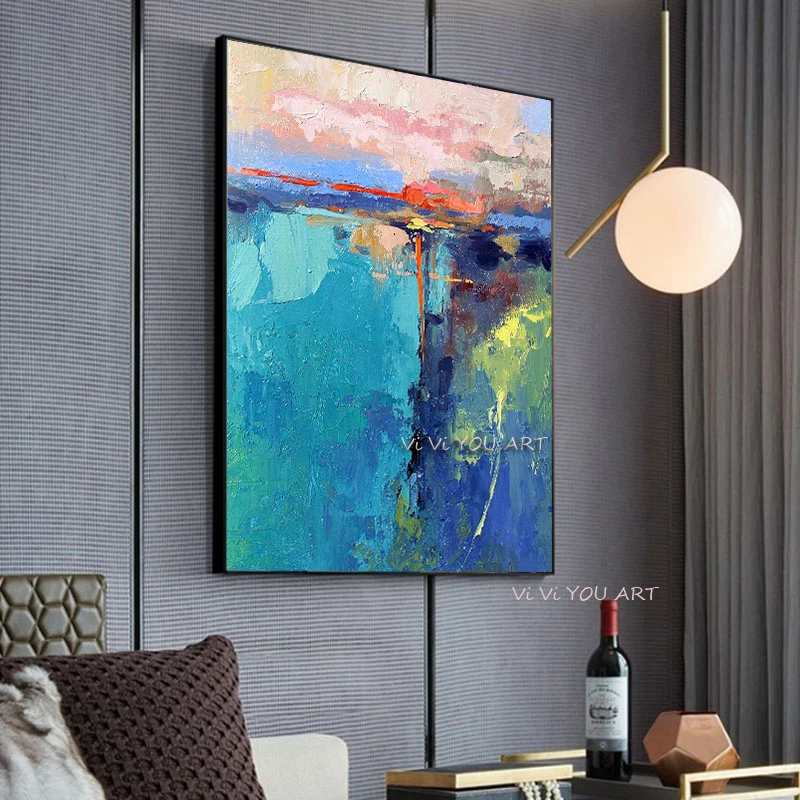 

Nordic Blue Impression Poster Modern Abstract Canvas Painting Wall Art Pictures for Living Room Home Decor