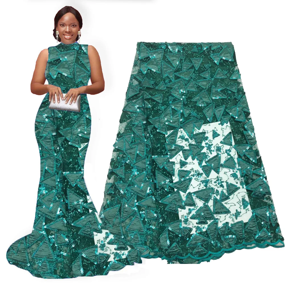 Африканская кружевная ткань Aqua лазерной резки высокого качества 2020 блесток для