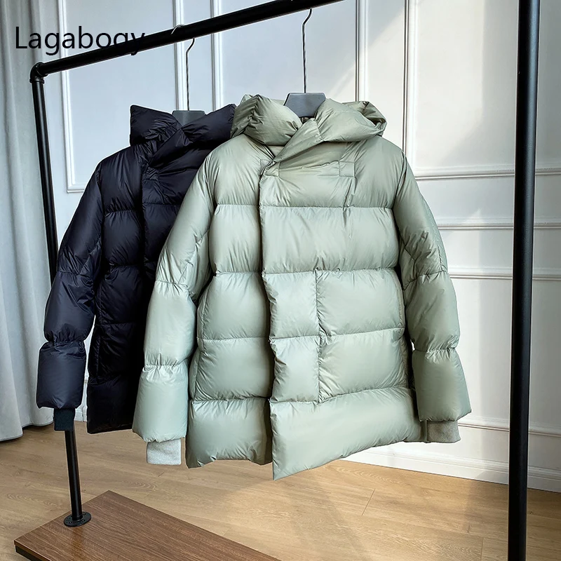 Зимние женские короткие парки Lagabogy 2022 пальто на белом утином пуху теплая