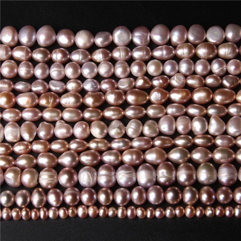 100% Natural Pearl Beads Purple Broque Freshwater Pearls Oval Pink Round Potato For Jewelry Making DIY Craft 14'' | Украшения и