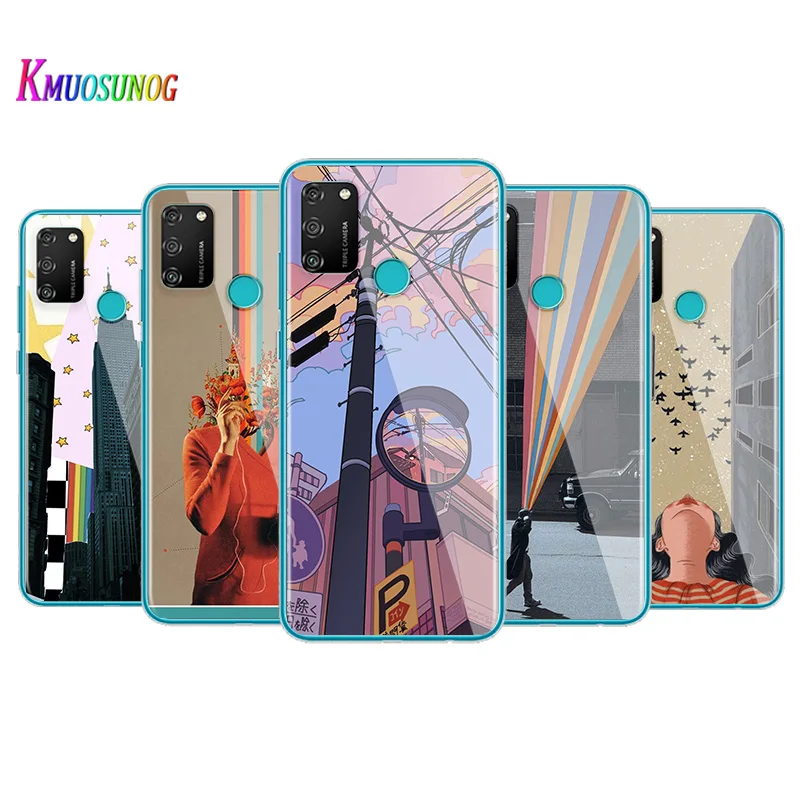 

Aesthetic Style Painting Art For Huawei Honor V9 Play 8S 8C 8X MAX 8A Prime 8 7S 7A Pro 7C Soft TPU Silicone Phone Case