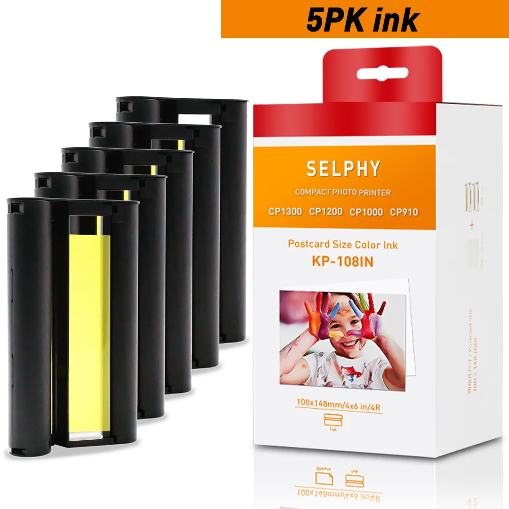 Чернильный картридж для Canon Selphy CP1300 KP 108IN 36IN кассета 6 дюймов CP900 CP910 CP1200 5PK|Ленты