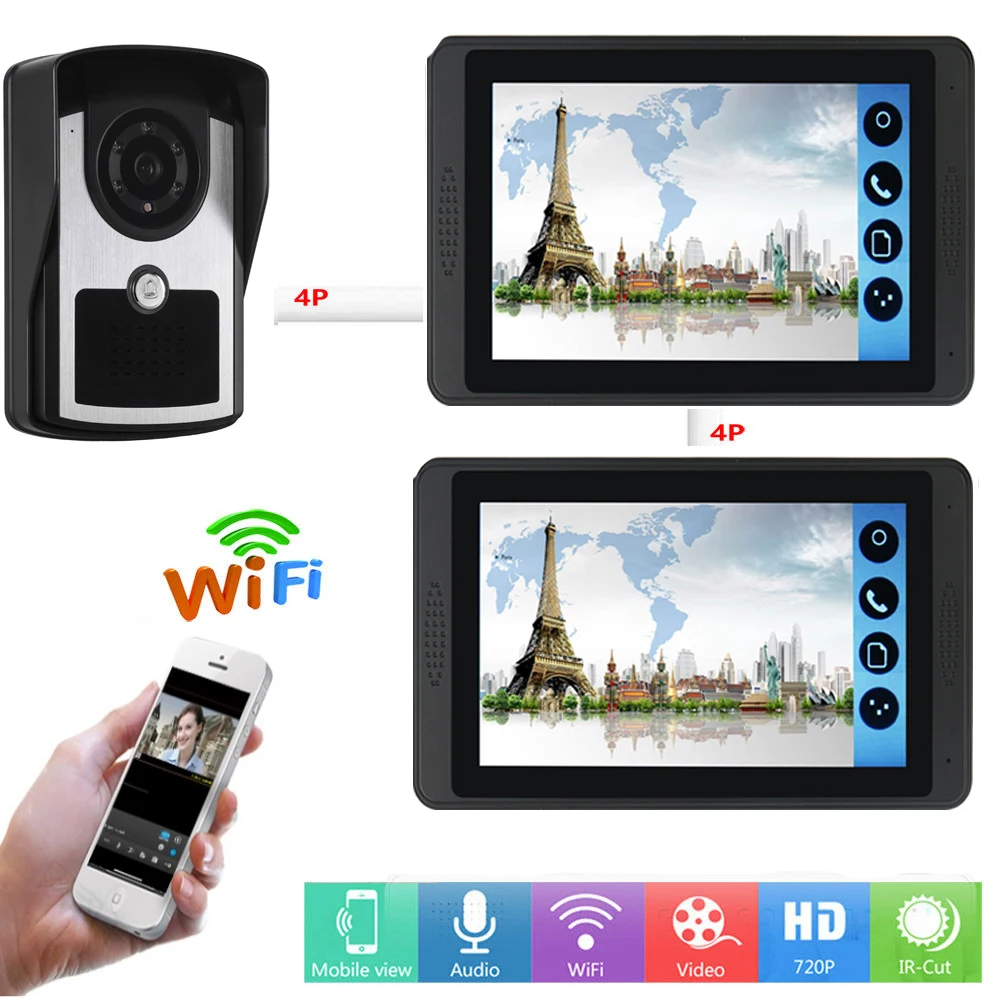 SmartYIBA APP Control Video Intercom 7 Inch Wifi Wireless Door Phone Doorbell Camera Visual System Remote Unlock | Безопасность и