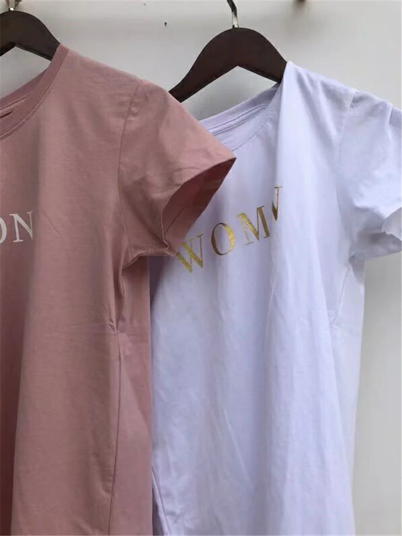 

2021ss New Woman Cotton T-shirt o- Neck Letters Print Fashion Tshirts Top Short Sleeves Summer New