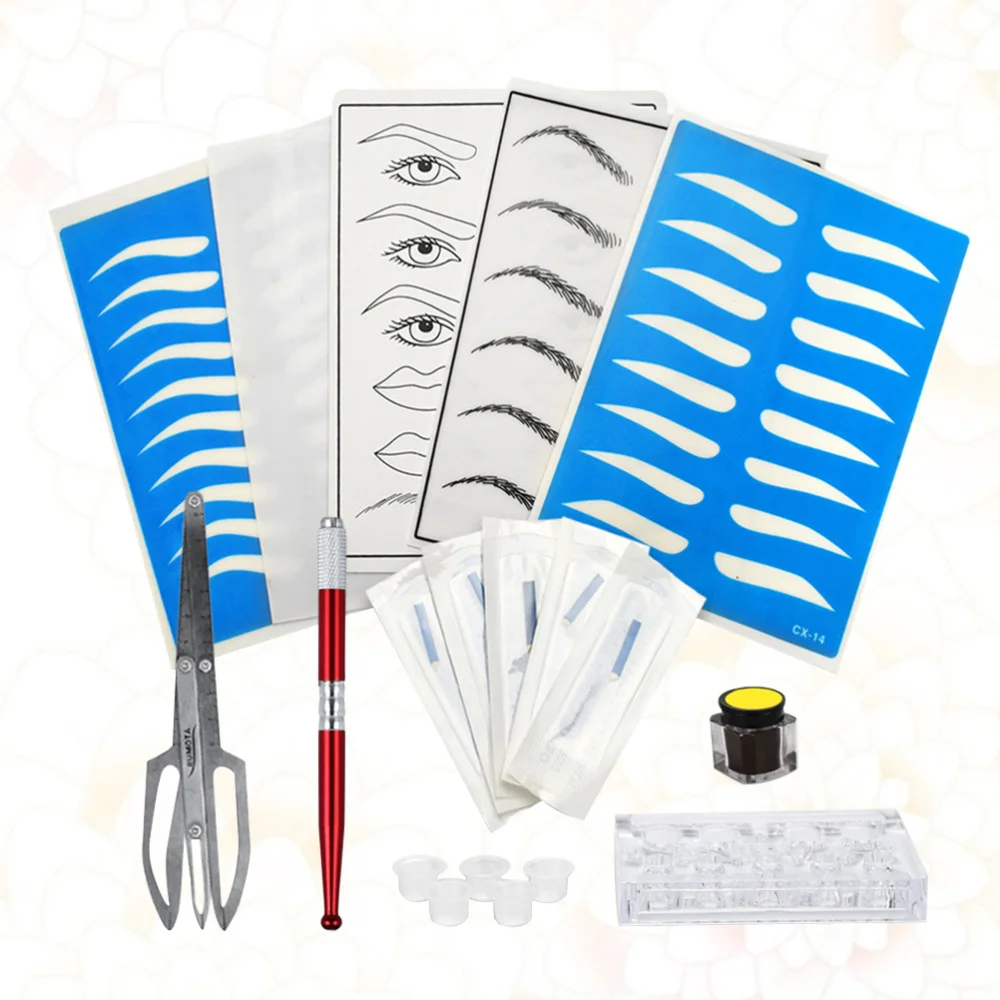 

Pen Set Embroidery Round Head Manual Pen Mouth Practice Skin Blades Square Pigment Rack Ink Cup Stainles
