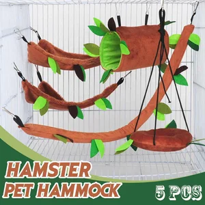5 шт.компл. канатной гнездо лес хомяк гамак мягкие игрушки лист туннель игрушка подвесная кровать Дом теплая клетка для домашних животных в виде пенька из игрушка для маленьких домашних животных