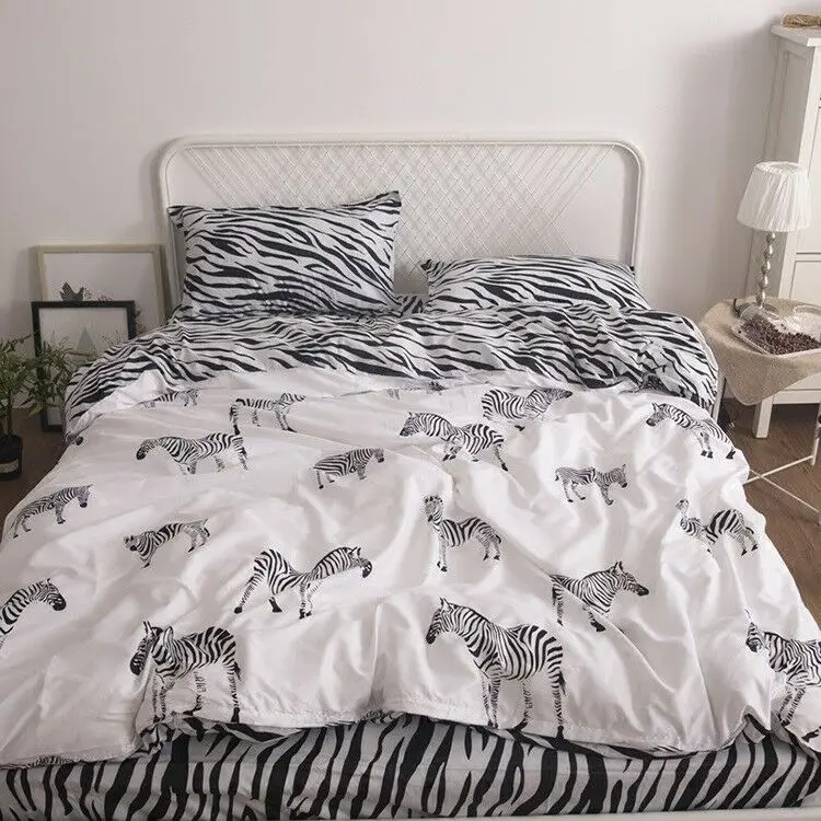 

The Zebra Print White Bedding Set Duvet Cover+Sheet+Pillow Case Four-Piece HOT B23