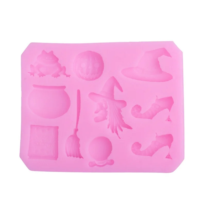

Halloween Broom Pumpkin Ghost Witch Silicone Fondant 3D Cake Mold Cupcake Candy Chocolate Decoration DIY Baking Tools Reusable