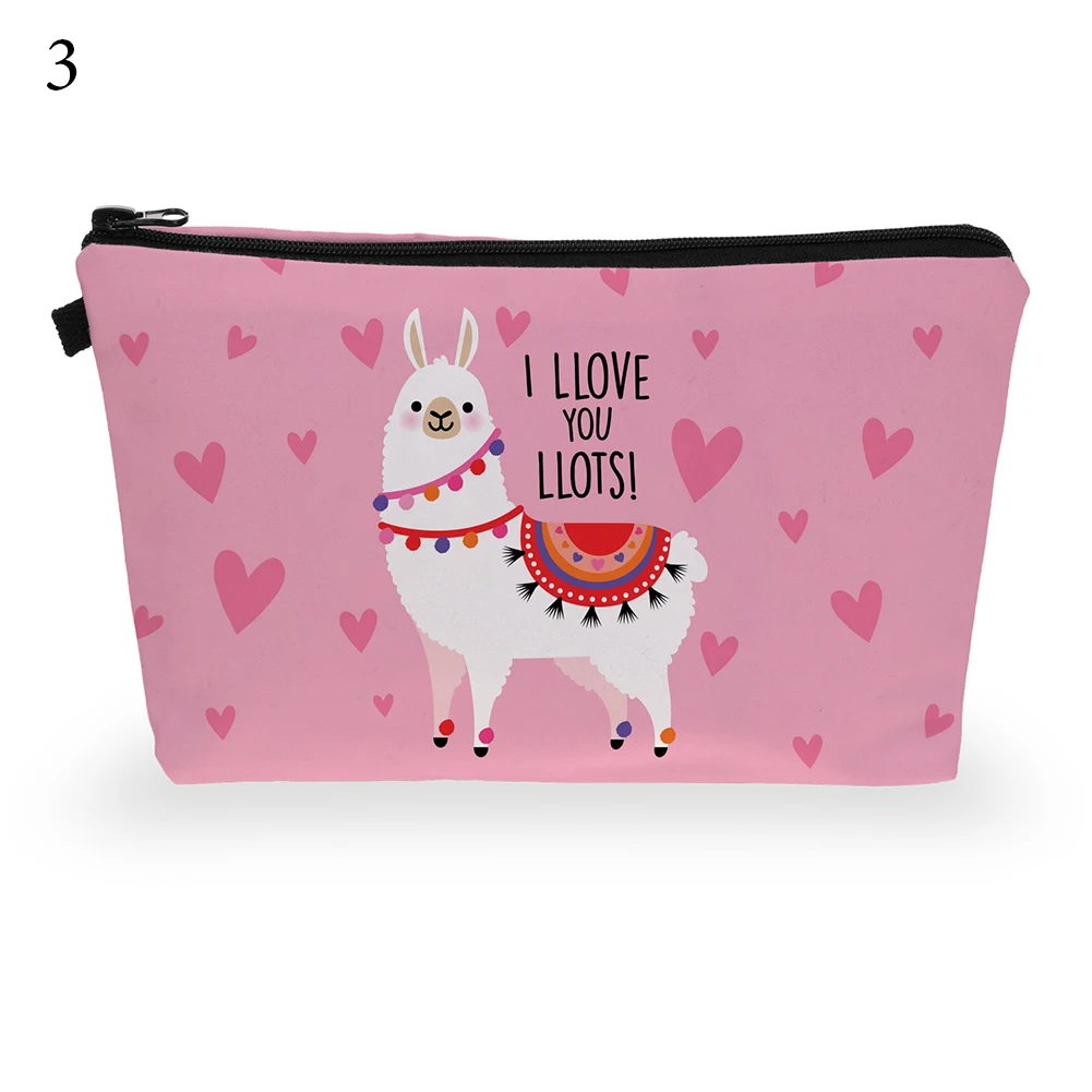 

Makeup Bag Women Cosmetic Bag With Multicolor Pattern Cartoon Alpaca Printing Zipper Toiletry Bag Travel Makeup Organizer