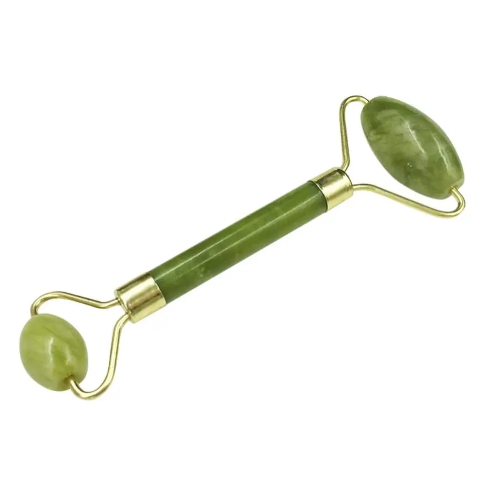 

New Double Green Emerald Elliptical Roller Massager Eye Neck Health Care Thin Face Beauty Tools OPP Packaging