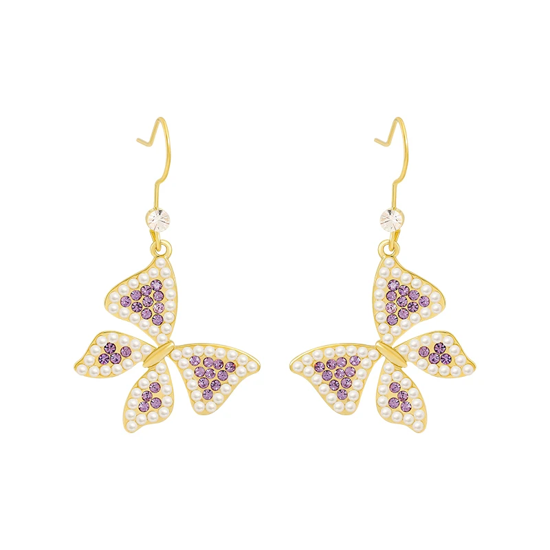 

2020 new exquisite Purple Butterfly Earrings European and American elegant women jewelry Christmas party luxury Drop Earring