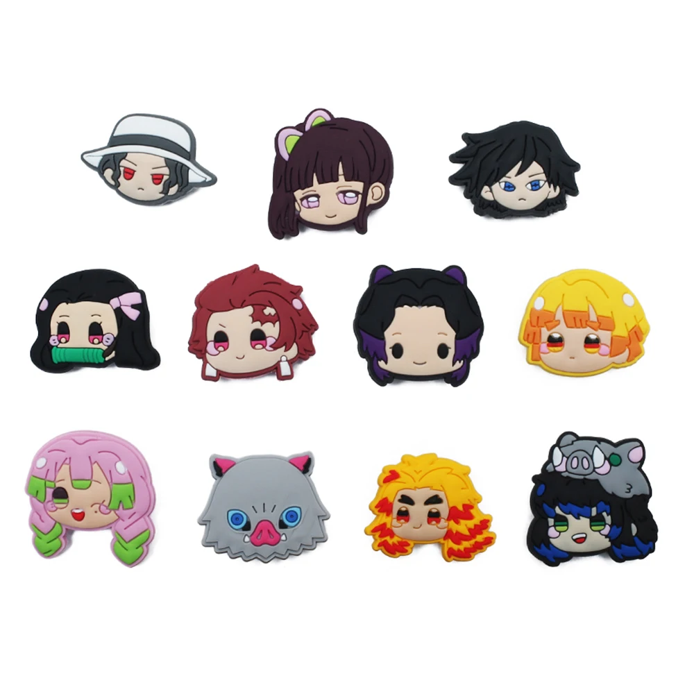 1pcs Japan Comics Style PVC Shoe Charms Cute Sandals Accessories Shoes Buckle Decorations fit Croc JIBZ Kids X-mas Party Gifts