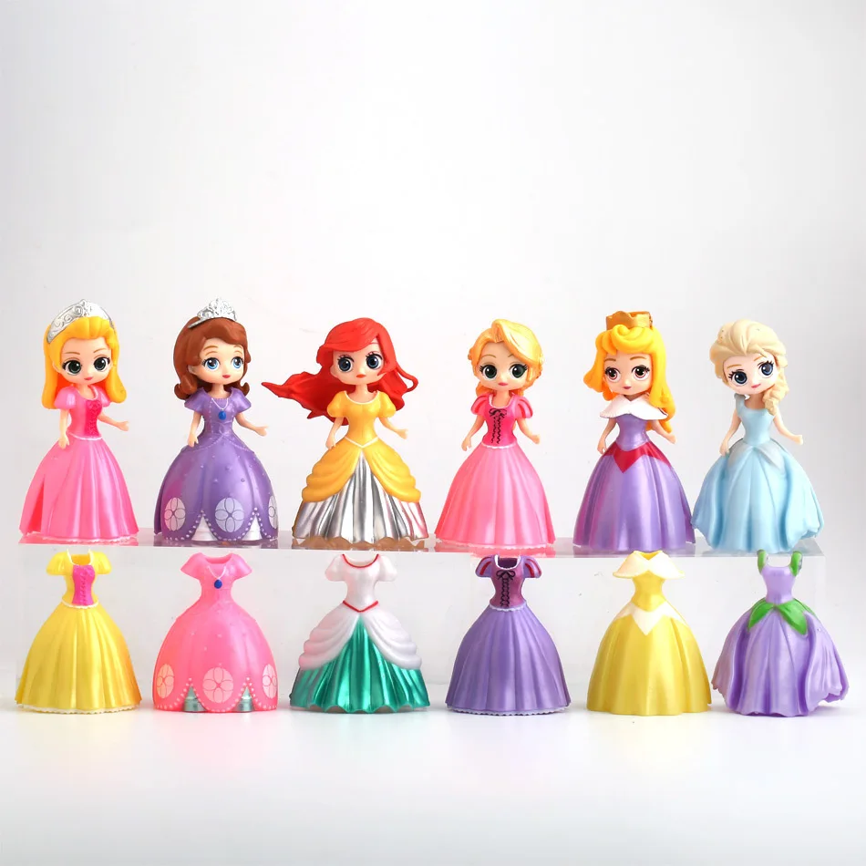 Детские фигурки Принцессы Disney Мультяшные Эльзы платье экшн-модель игрушки для