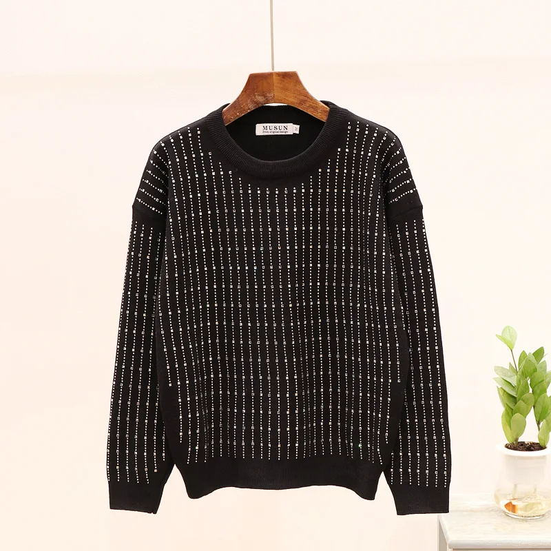 Комплект женский горячий сверлильный полосатый трикотажный свитер повседневные