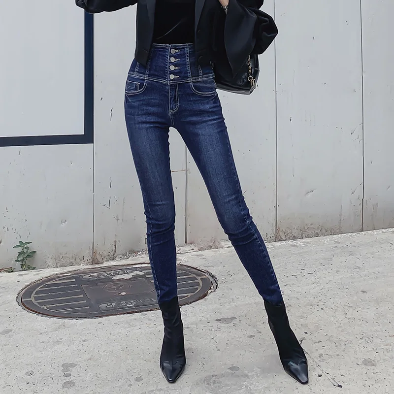 Женские облегающие повседневные джинсы Dabuwawa узкие брюки с высокой талией и