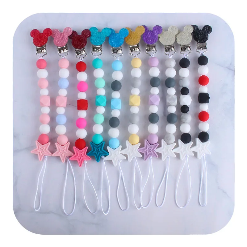 Chupete de beb&eacute; con Clip, soporte de cuentas molares de silicona, juguete de dentici&oacute;n, regalo de cumplea&ntilde;os para beb&eacute;-0