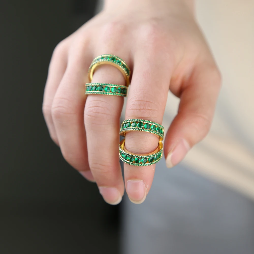 Новинка 2022 модное двухдиапазонное дизайнерское позолоченное кольцо с