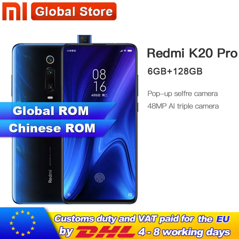 Xiaomi Redmi K20 Pro с глобальной прошивкой 6 ГБ 128 Смартфон Snapdragon 855 Восьмиядерный 4000 мАч