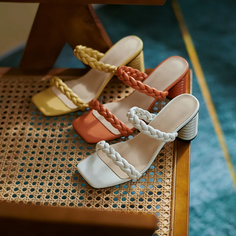 

Women slippers Korean plus size 22-25cm Microfiber braided straps slippers Summer Shoes slides shoes for women sandals