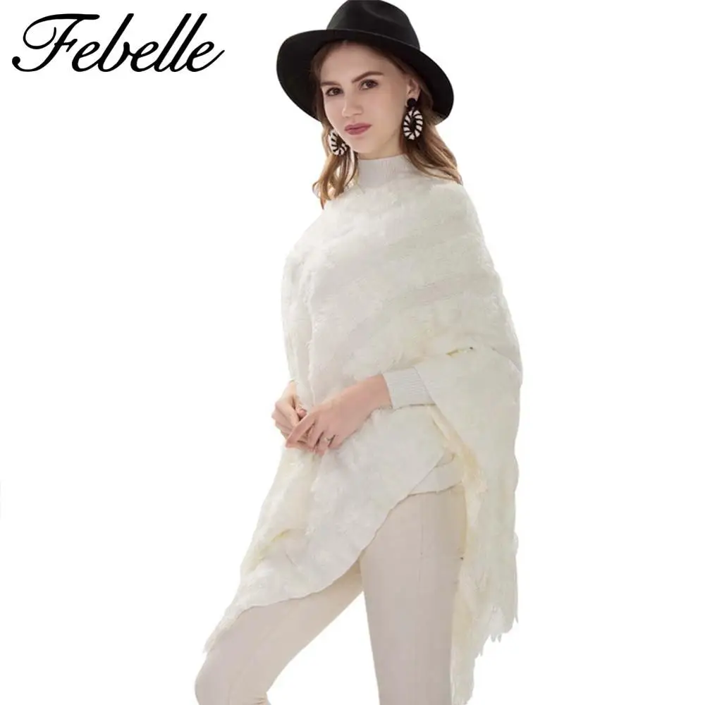 Febelle Женское зимнее теплое вязаное пальто с рукавом летучая мышь женская накидка