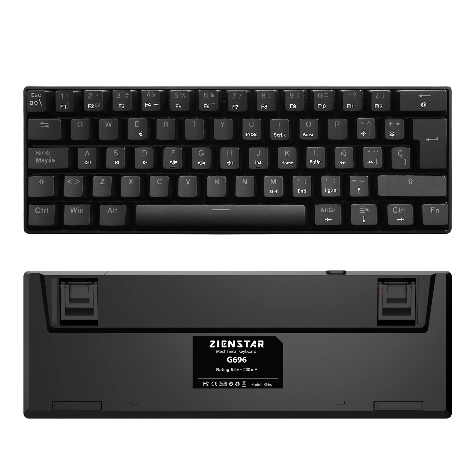 zienstar 60 spanish mechanical gaming keyboard cyan axis wired type c connector with rgb light 61 keys for desktop gamer free global shipping