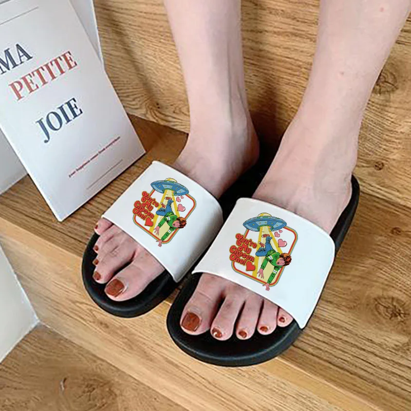 

Shoes for Woman 2021 Women Shoes House Slippers Funny Cartoon Pattern Summer Hipster Non-slip Slides chaussure Flip Flops Female