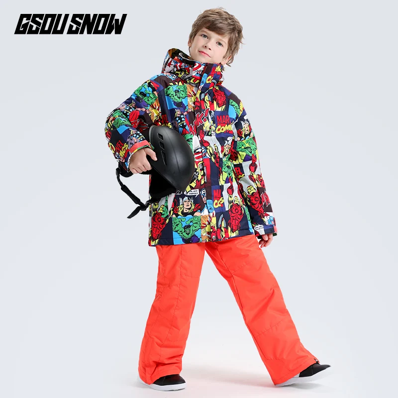 Зимний костюм для детей лыжная куртка мальчиков детский лыжный теплая
