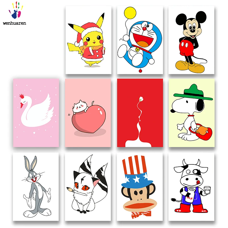 DIY картинки для раскраски по номерам с цветами маленькая мультяшная иллюстрация