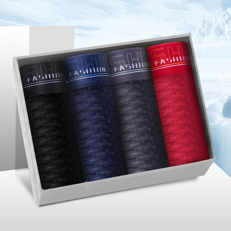 Men Viscose Knicker Flat Youth Medium Waist Boxers Breathable Mesh Four Corners Male Fat Wholesale |