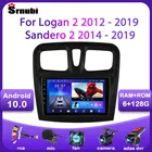 Srnubi Android 10 автомобильное радио для Renault Logan 2 2012-2019 Sandero 2 2014-2019 мультимедийный видеоплеер 2 Din GPS 9 
